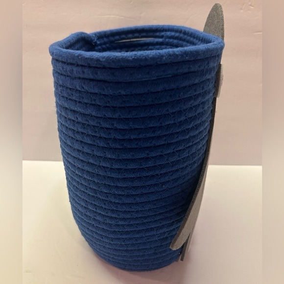 Shark Blue Storage Basket Witj Handles Made From‎ Cotton Rope Kids Room Decor - Picture 3 of 12